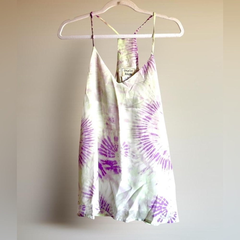 Tie-dyed White & Purple Etc Whimsical and Flowy Summer Blouse